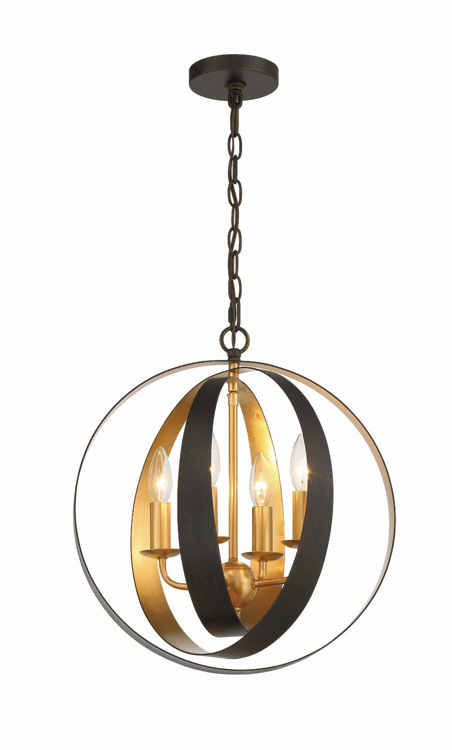 Crystorama - 584-EB-GA - Four Light Mini Chandelier - Luna - English Bronze + Antique Gold