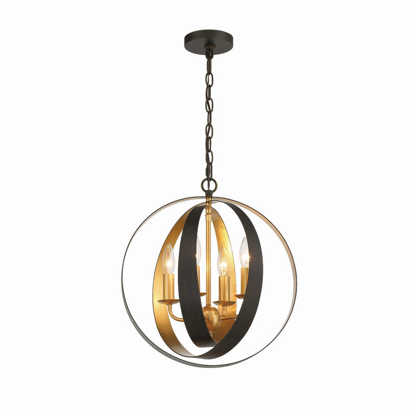 Crystorama - 584-EB-GA - Four Light Mini Chandelier - Luna - English Bronze + Antique Gold