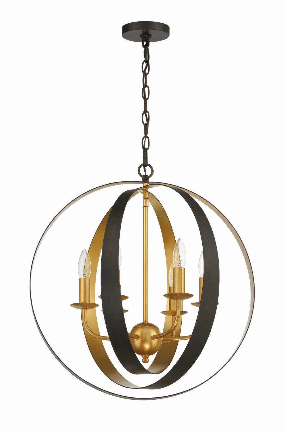 Crystorama - 585-EB-GA - Six Light Chandelier - Luna - English Bronze + Antique Gold