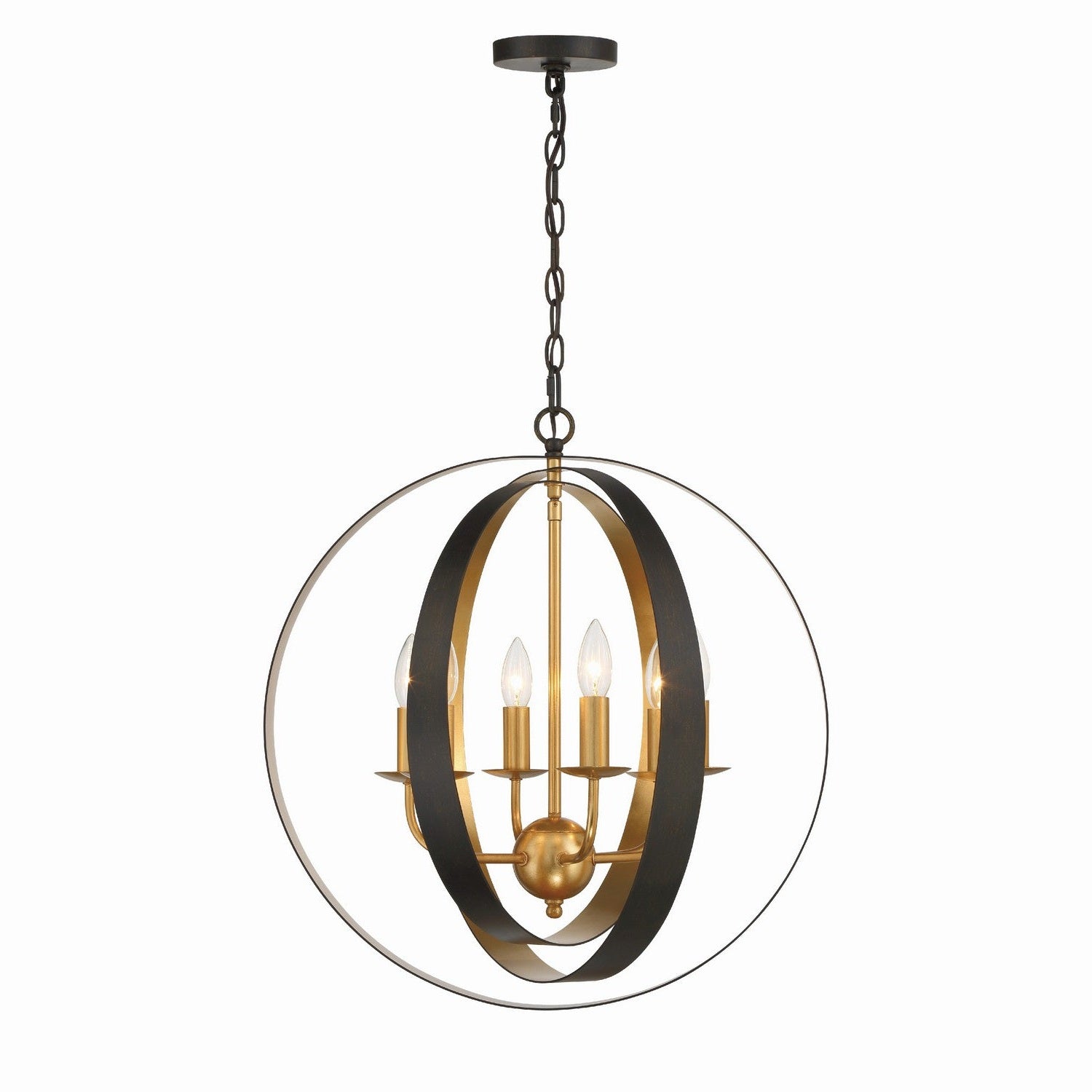 Crystorama - 585-EB-GA - Six Light Chandelier - Luna - English Bronze + Antique Gold