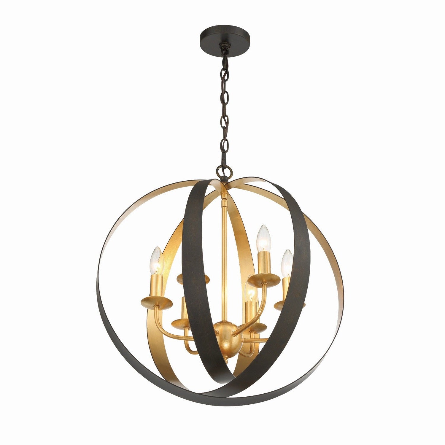 Crystorama - 585-EB-GA - Six Light Chandelier - Luna - English Bronze + Antique Gold