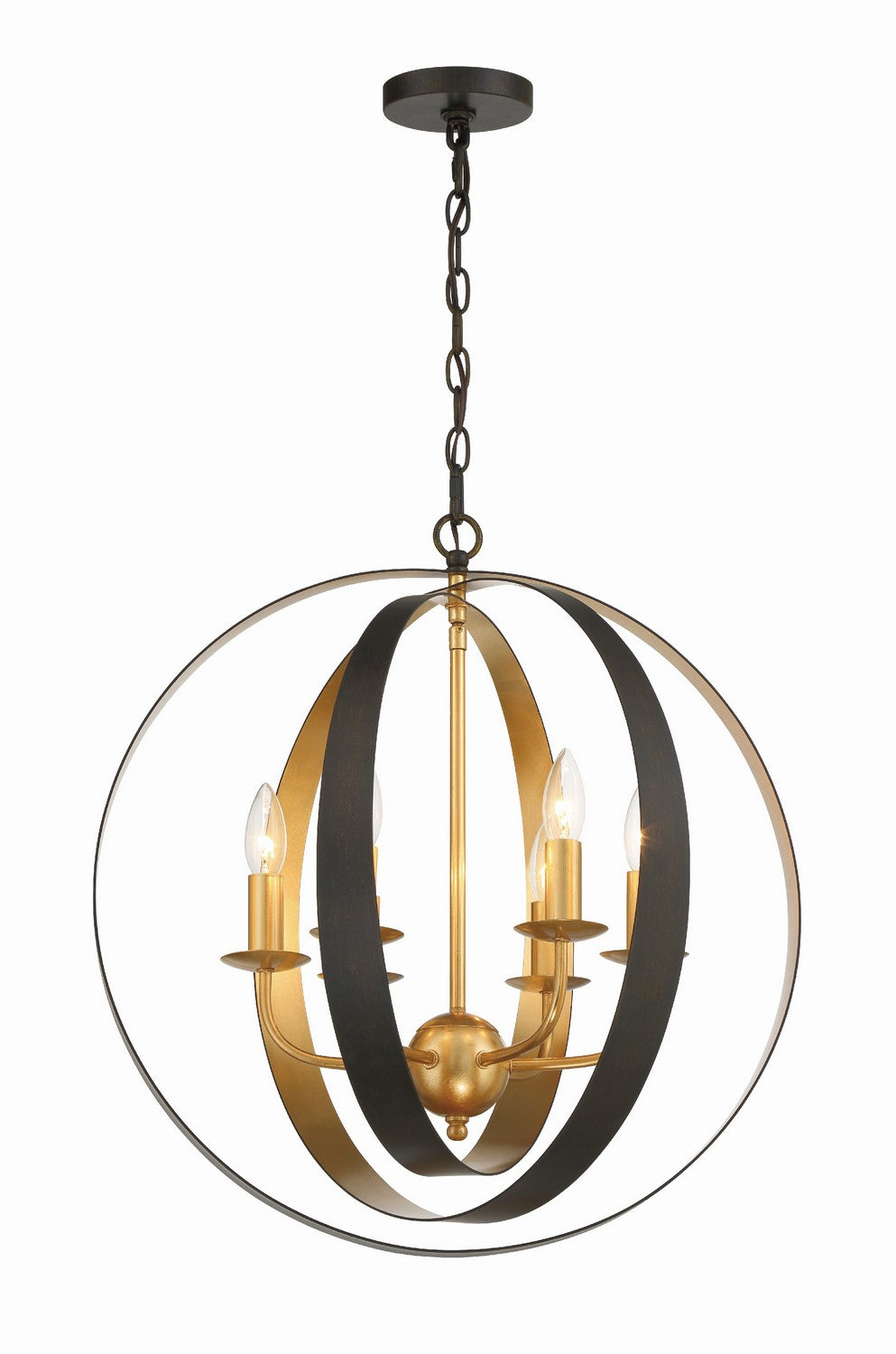 Crystorama - 585-EB-GA - Six Light Chandelier - Luna - English Bronze + Antique Gold