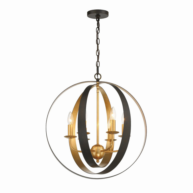 Crystorama - 585-EB-GA - Six Light Chandelier - Luna - English Bronze + Antique Gold