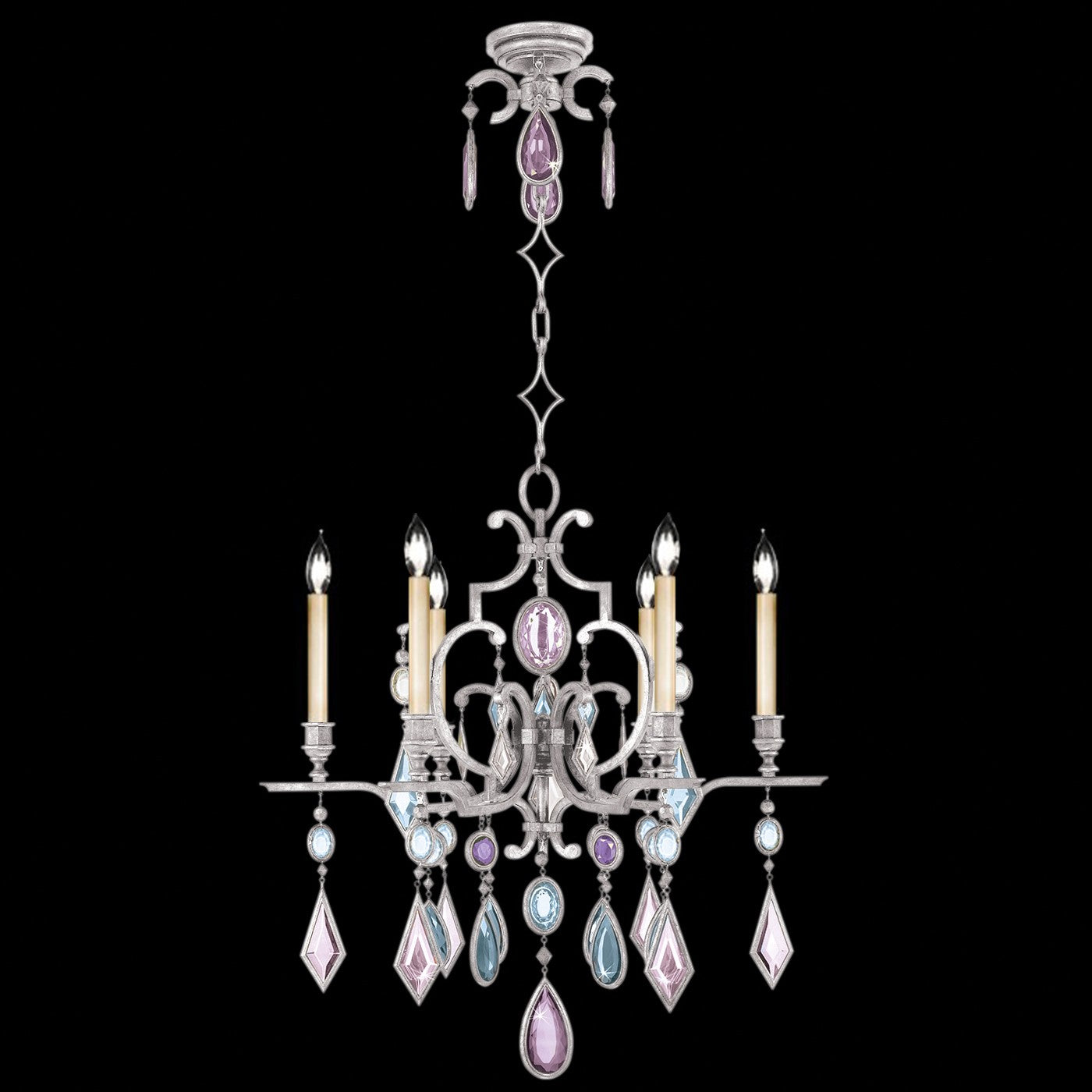 Fine Art Handcrafted Lighting - 729440-1ST - Six Light Chandelier - Encased Gems - Silver
