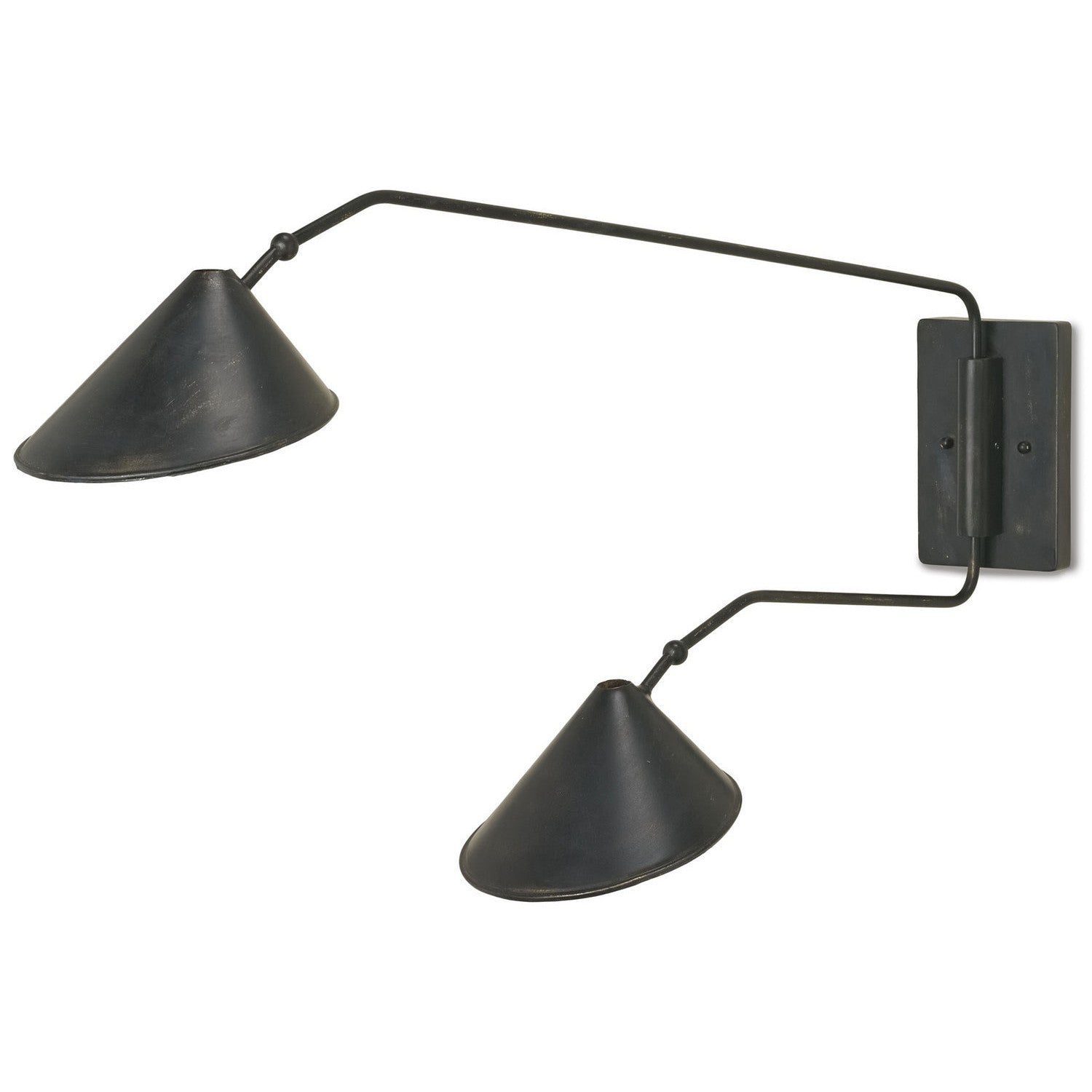 Currey and Company - 5172 - Two Light Wall Sconce - Serpa Collection - French Black/Gold Leaf