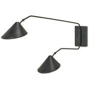 Currey and Company - 5172 - Two Light Wall Sconce - Serpa Collection - French Black/Gold Leaf