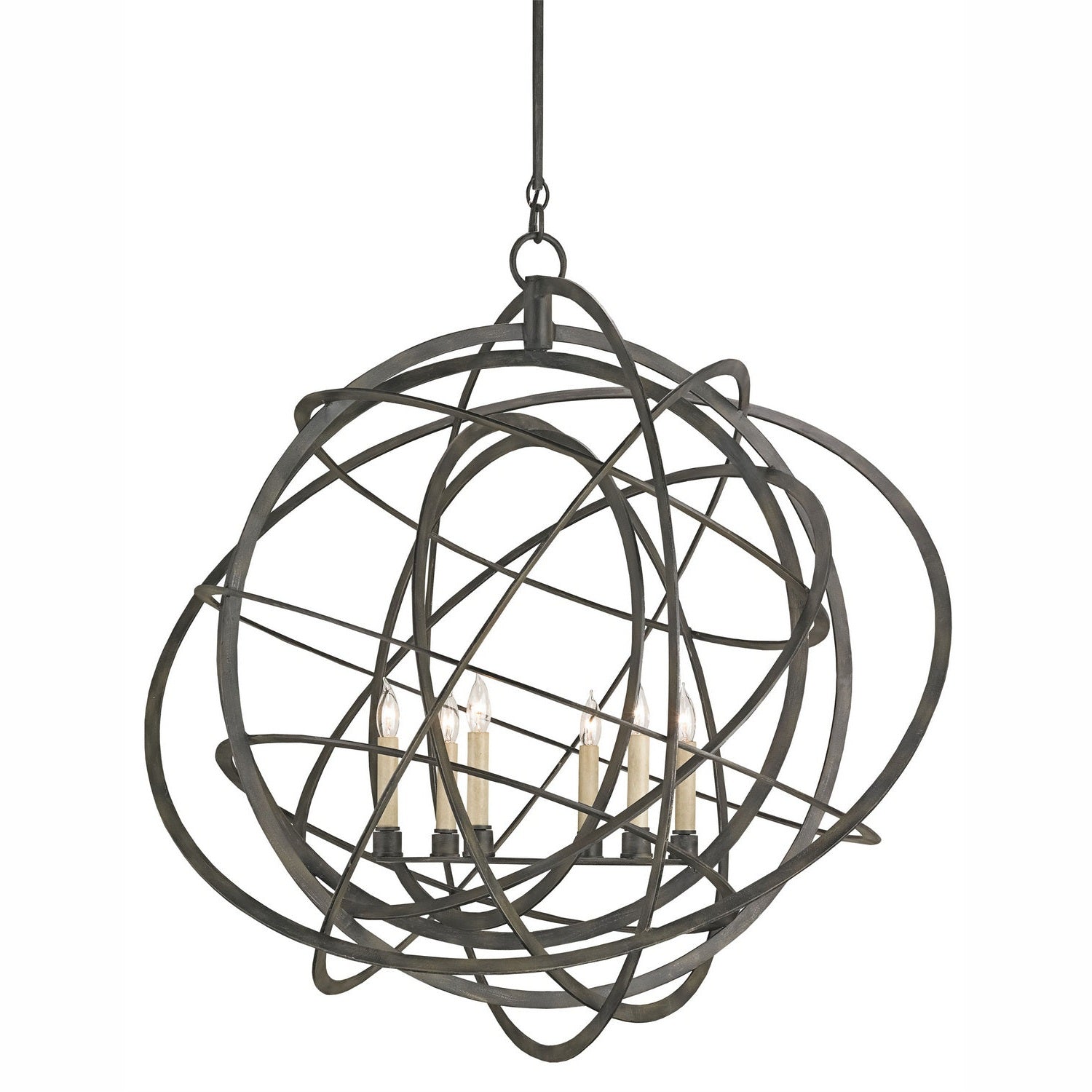 Currey and Company - 9488 - Six Light Chandelier - Genesis Collection - Black Iron