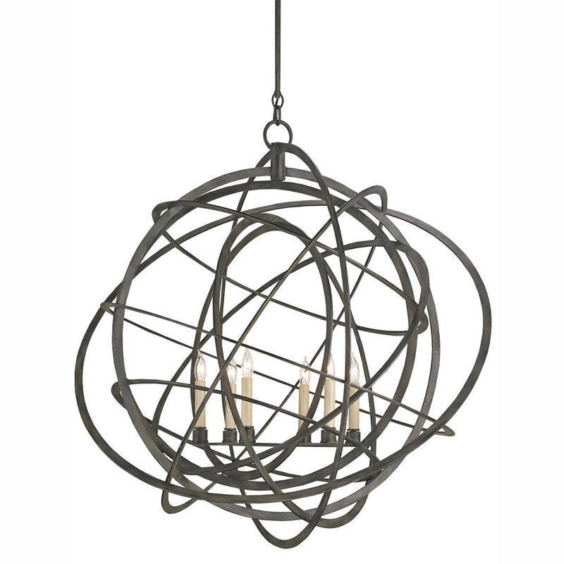 Currey and Company - 9488 - Six Light Chandelier - Genesis Collection - Black Iron