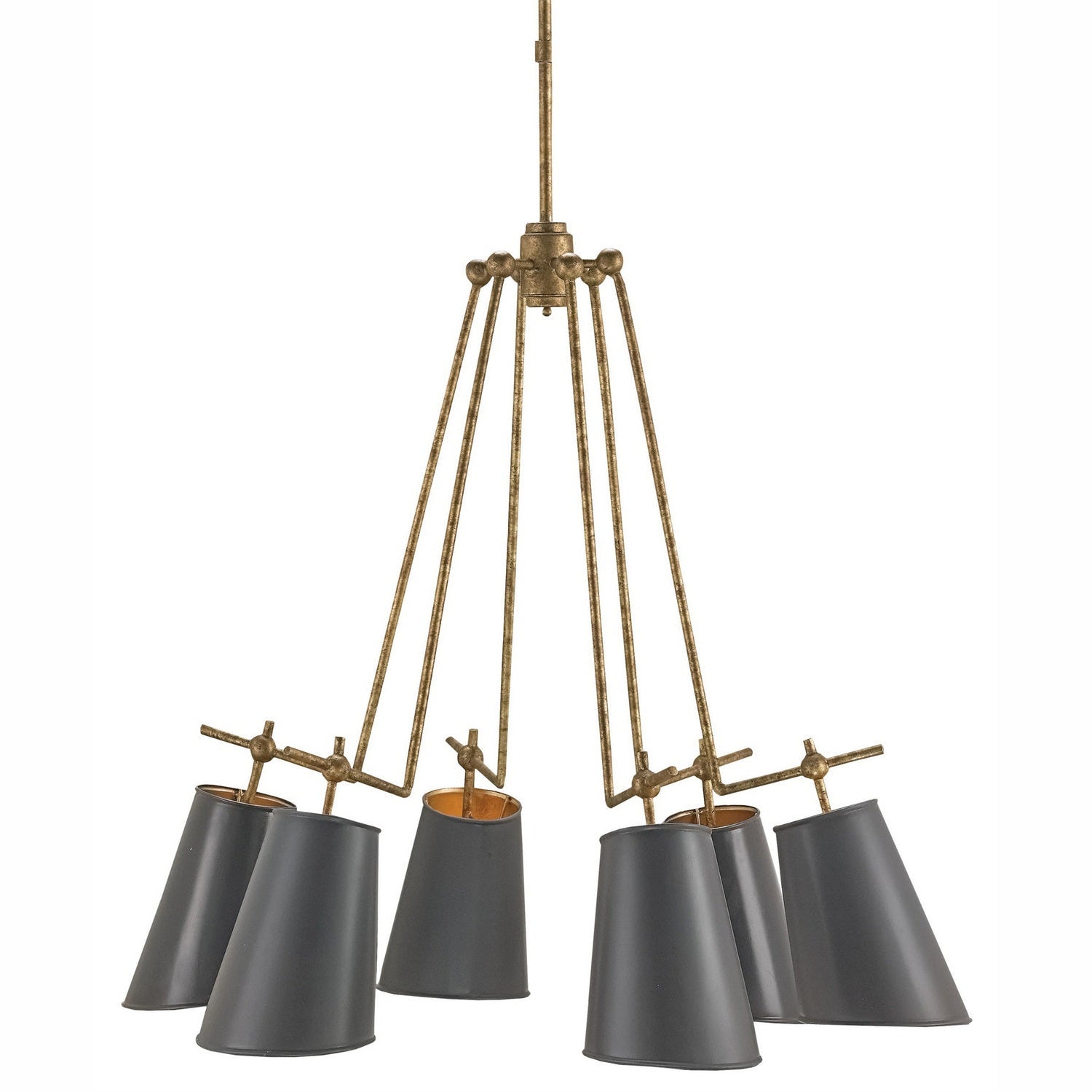 Currey and Company - 9503 - Six Light Chandelier - Jean-Louis Chandelier - Old Brass/Marbella Black/Contemporary Gold Leaf