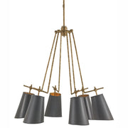 Currey and Company - 9503 - Six Light Chandelier - Jean-Louis Chandelier - Old Brass/Marbella Black/Contemporary Gold Leaf