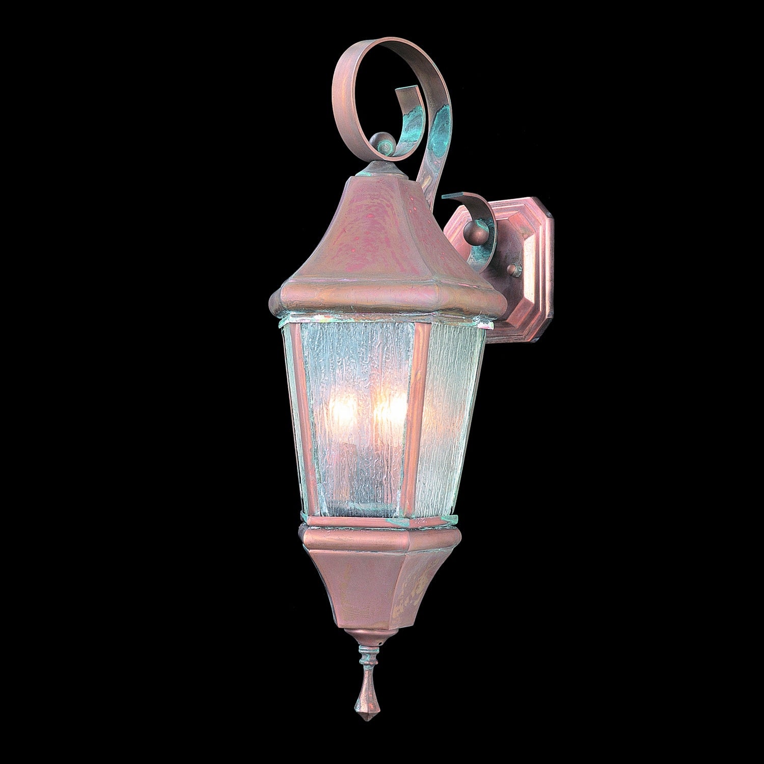 Framburg - 8740 RC/R - Three Light Exterior Wall Mount - Normandy - Raw Copper w/Rain Glass