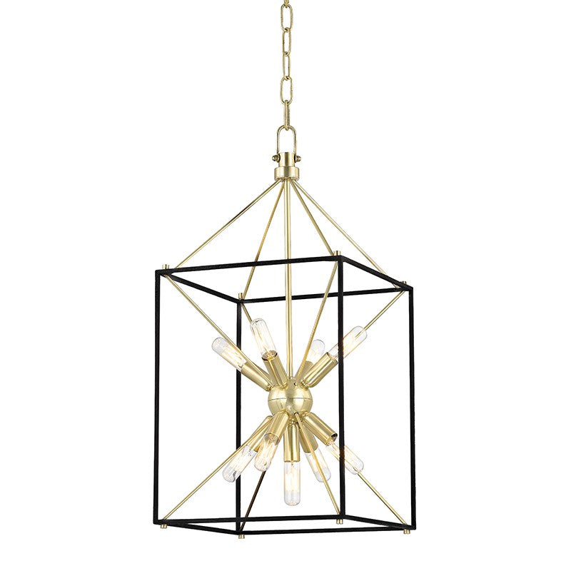 Hudson Valley - 8912-AGB - Nine Light Lantern - Glendale - Aged Brass/Black