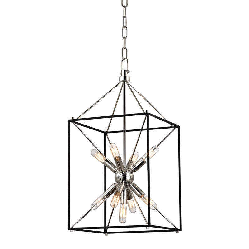 Hudson Valley - 8912-PN - Nine Light Lantern - Glendale - Polished Nickel/Black
