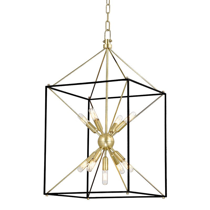 Hudson Valley - 8916-AGB - Nine Light Lantern - Glendale - Aged Brass/Black