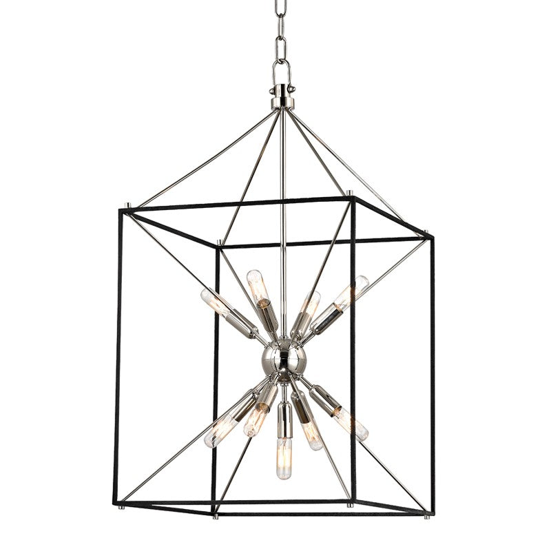 Hudson Valley - 8916-PN - Nine Light Lantern - Glendale - Polished Nickel/Black