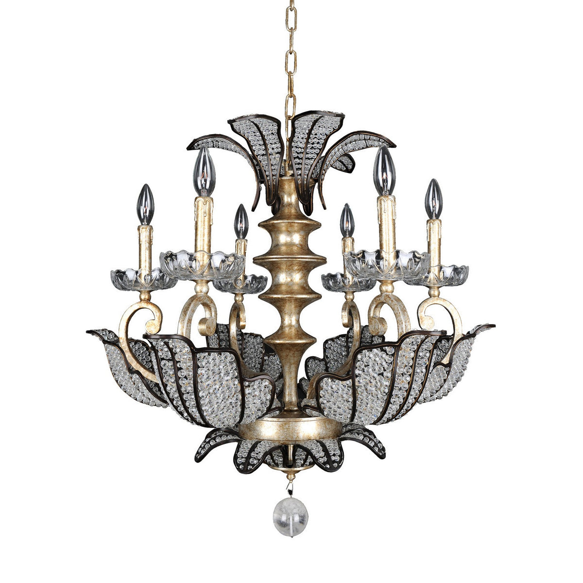 Allegri - 11256-028-FR001 - Six Light Chandelier - Tiepolo - Silver Leaf Sienna Bronze