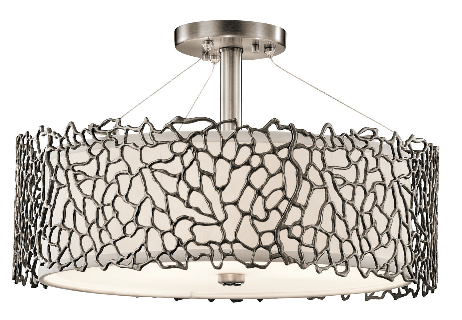 Kichler - 43346CLP - Three Light Pendant/Semi Flush - Silver Coral - Classic Pewter
