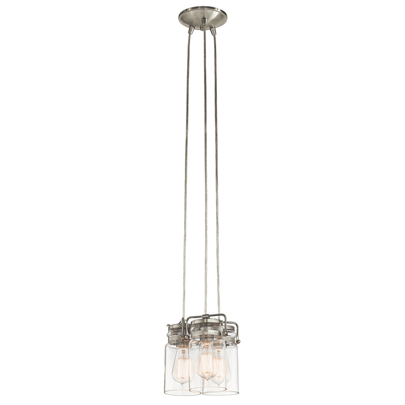 Kichler - 42869NI - Three Light Pendant - Brinley - Brushed Nickel