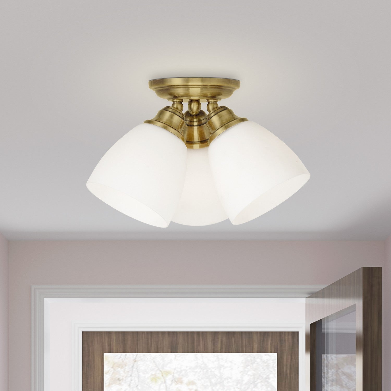 Livex Lighting - 13664-01 - Three Light Ceiling Mount - Somerville - Antique Brass