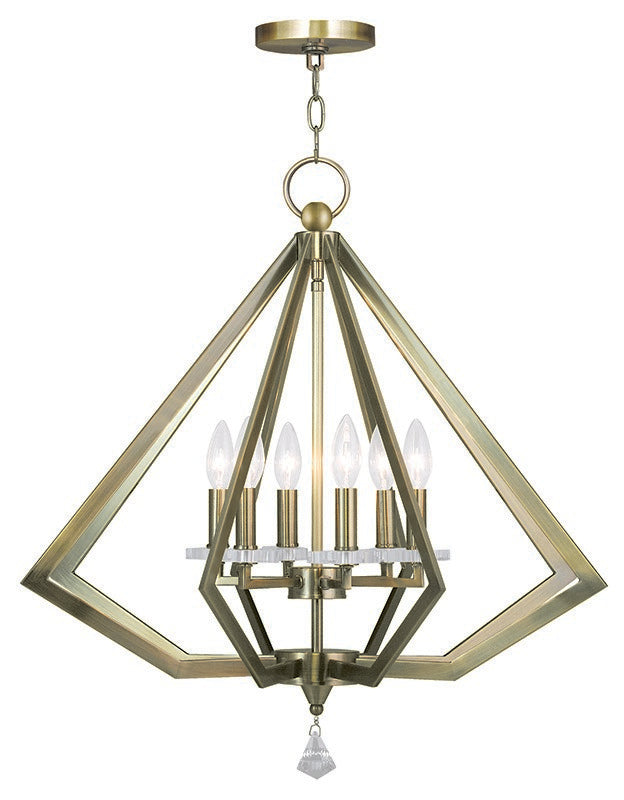 Livex Lighting - 50666-01 - Six Light Chandelier - Diamond - Antique Brass