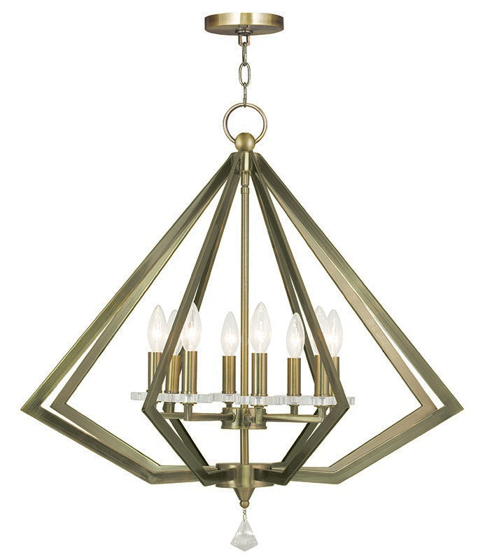 Livex Lighting - 50668-01 - Eight Light Chandelier - Diamond - Antique Brass