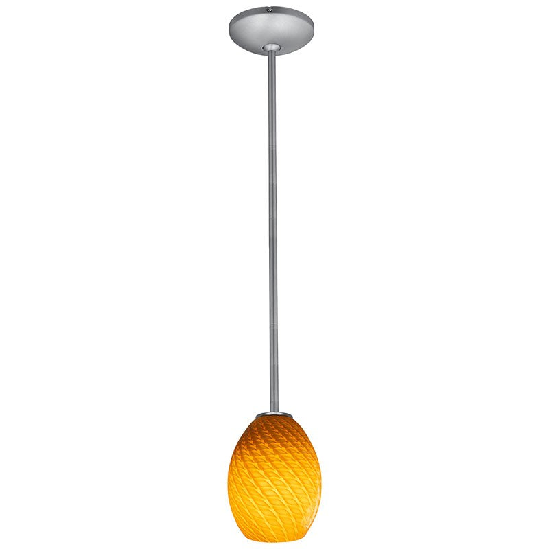 Access - 28023-1R-BS/AMBFB - One Light Pendant - Brandy FireBird - Brushed Steel