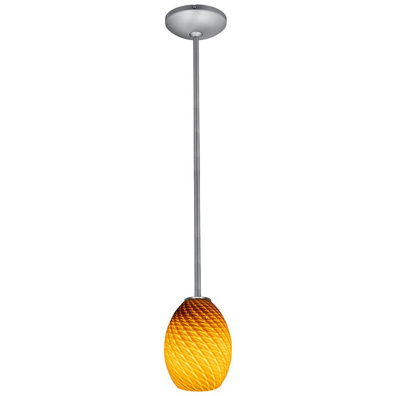 Access - 28023-1R-BS/AMBFB - One Light Pendant - Brandy FireBird - Brushed Steel