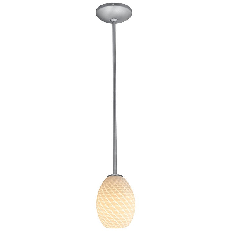 Access - 28023-1R-BS/WHTFB - One Light Pendant - Brandy FireBird - Brushed Steel