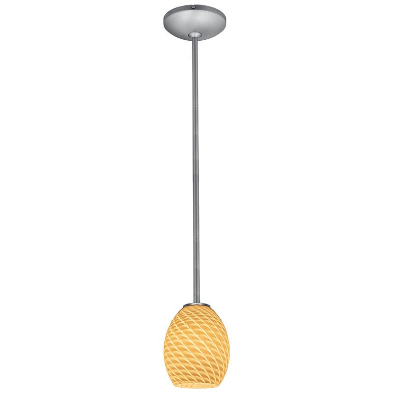 Access - 28023-1R-BS/WHTFB - One Light Pendant - Brandy FireBird - Brushed Steel