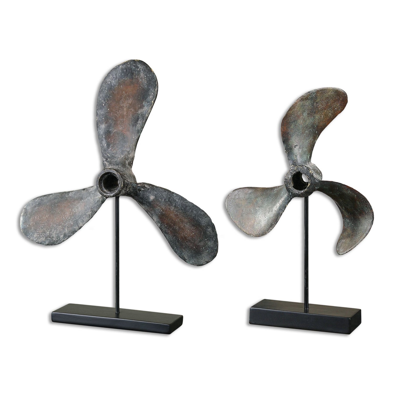 Uttermost - 19947 - Sculpture, Set/2 - Propellers - Rust Brown w/Green