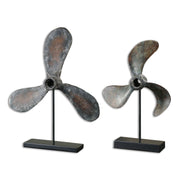 Uttermost - 19947 - Sculpture, Set/2 - Propellers - Rust Brown w/Green