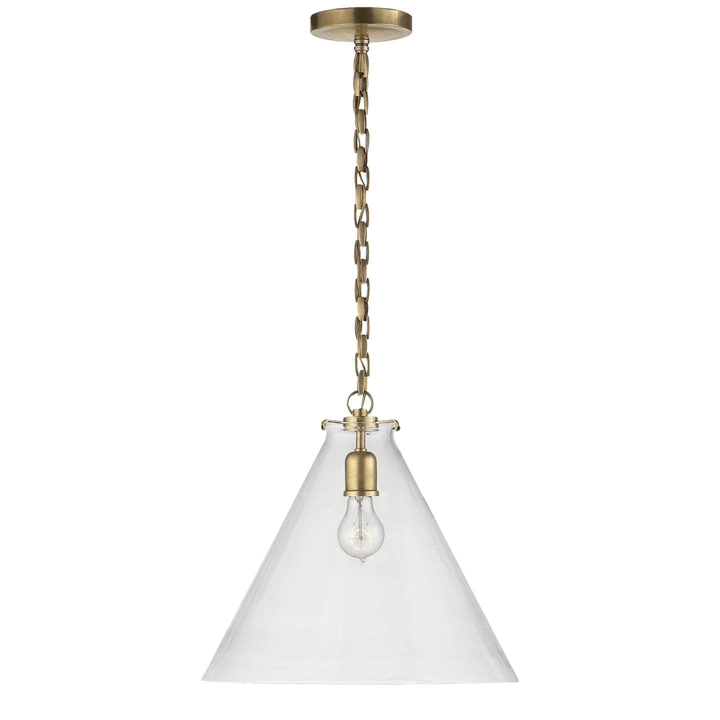 Visual Comfort Signature - TOB 5226HAB/G6-CG - One Light Pendant - Katie Conical - Hand-Rubbed Antique Brass