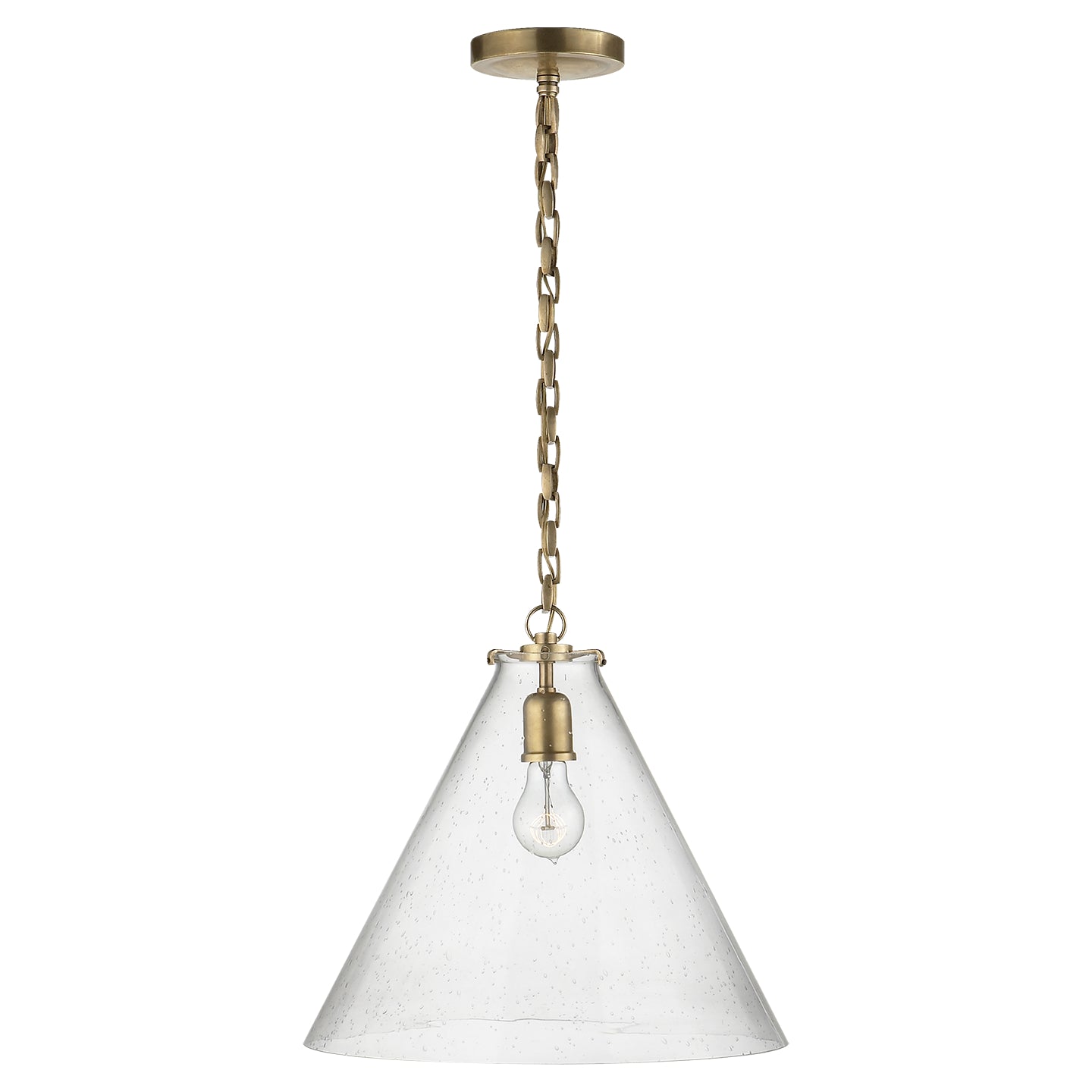 Visual Comfort Signature - TOB 5226HAB/G6-SG - One Light Pendant - Katie Conical - Hand-Rubbed Antique Brass