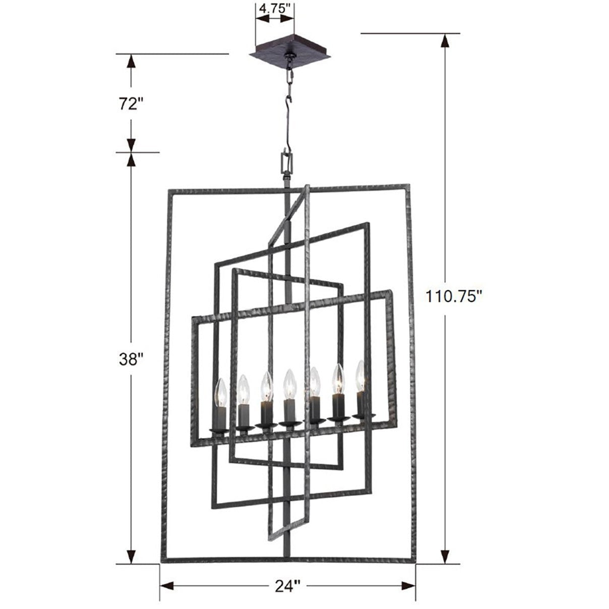 Crystorama - 339-RS - Seven Light Chandelier - Capri - Raw Steel
