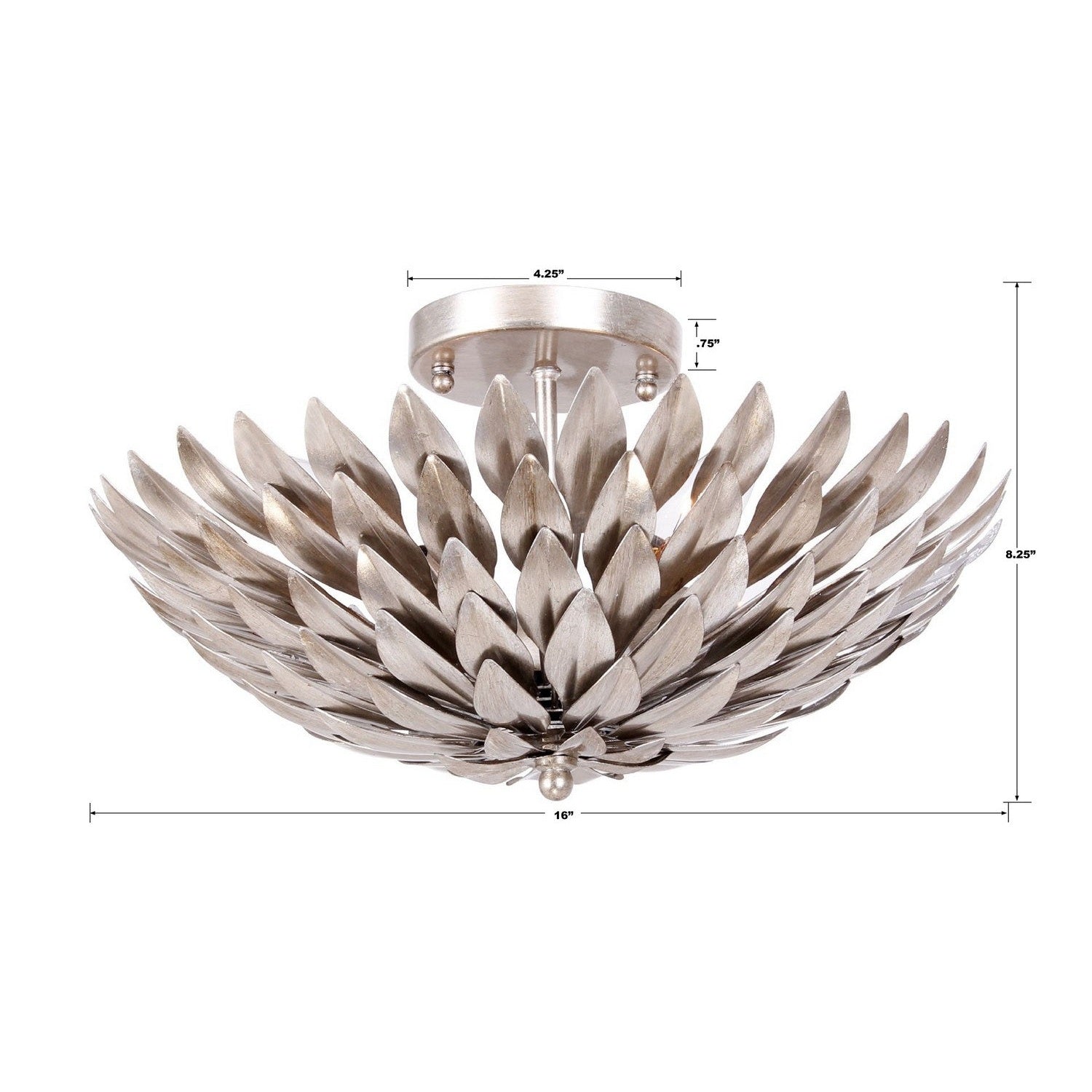 Crystorama - 505-SA - Four Light Semi Flush Mount - Broche - Antique Silver