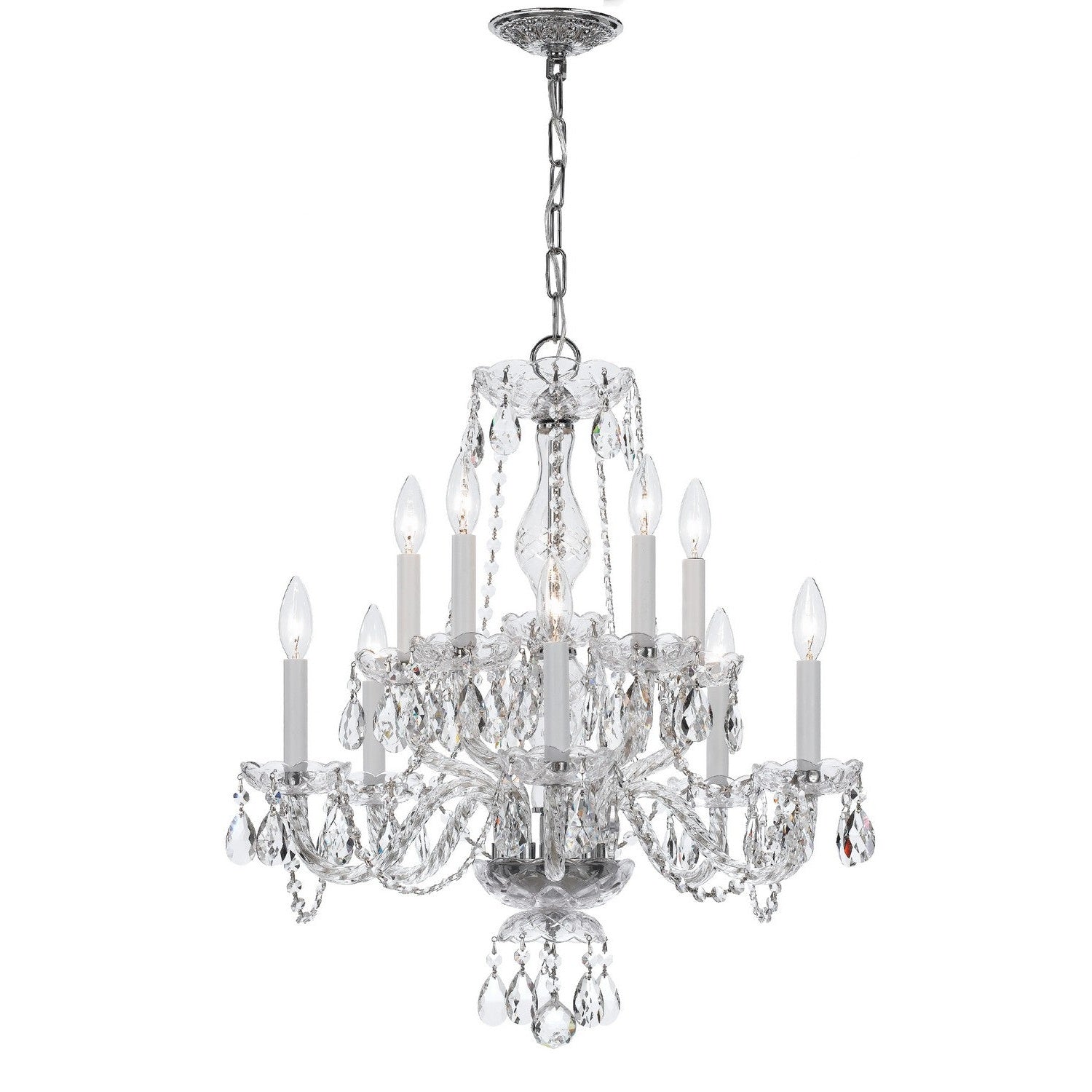Crystorama - 5080-CH-CL-MWP - Ten Light Chandelier - Traditional Crystal - Polished Chrome