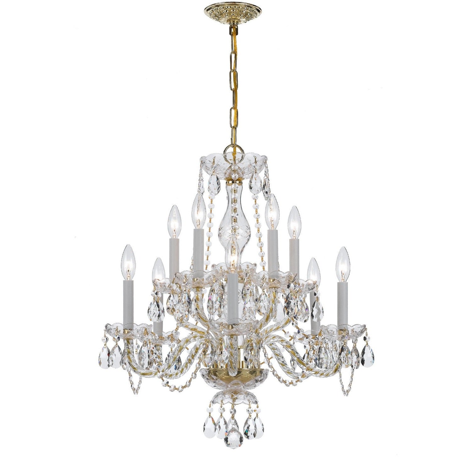 Crystorama - 5080-PB-CL-MWP - Ten Light Chandelier - Traditional Crystal - Polished Brass