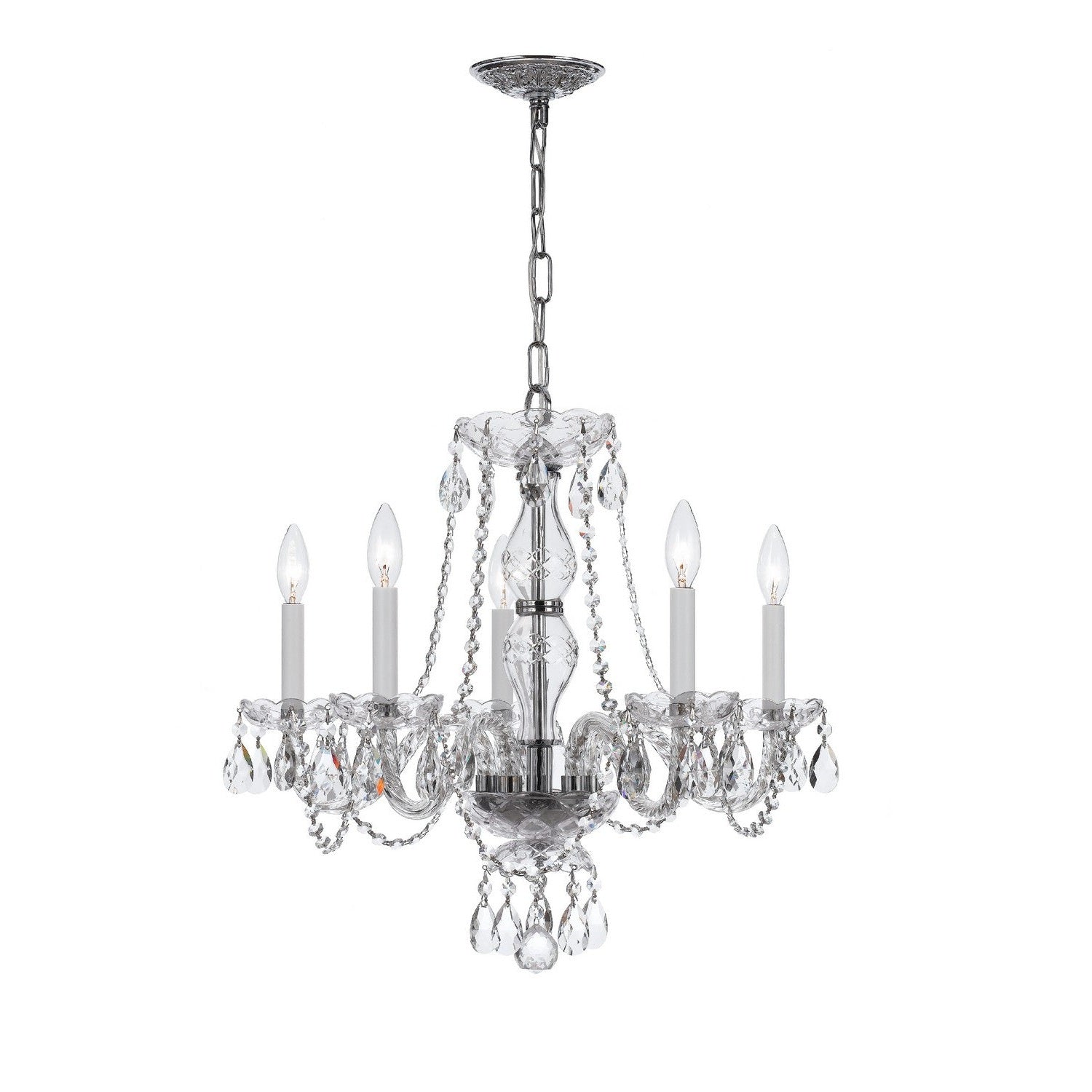 Crystorama - 5085-CH-CL-MWP - Five Light Chandelier - Traditional Crystal - Polished Chrome