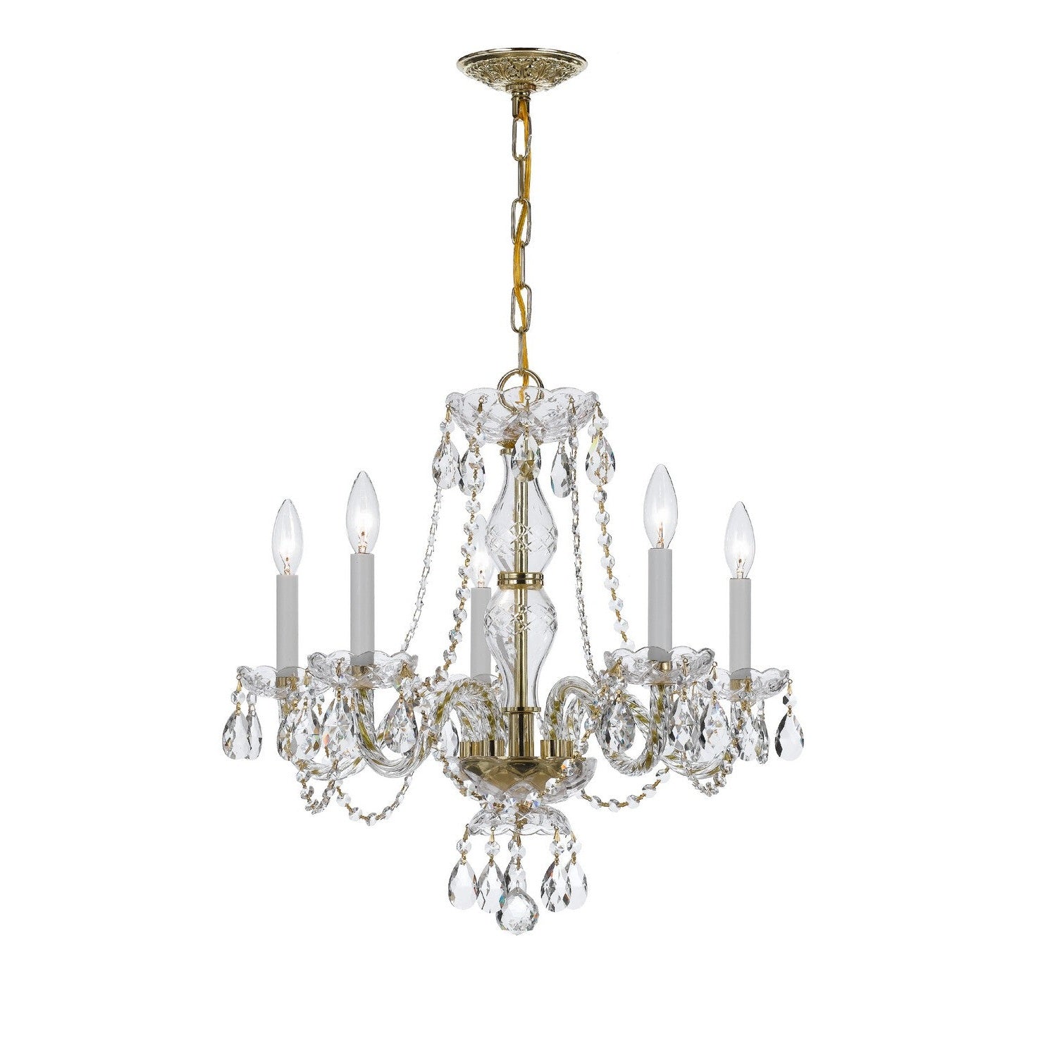 Crystorama - 5085-PB-CL-MWP - Five Light Chandelier - Traditional Crystal - Polished Brass