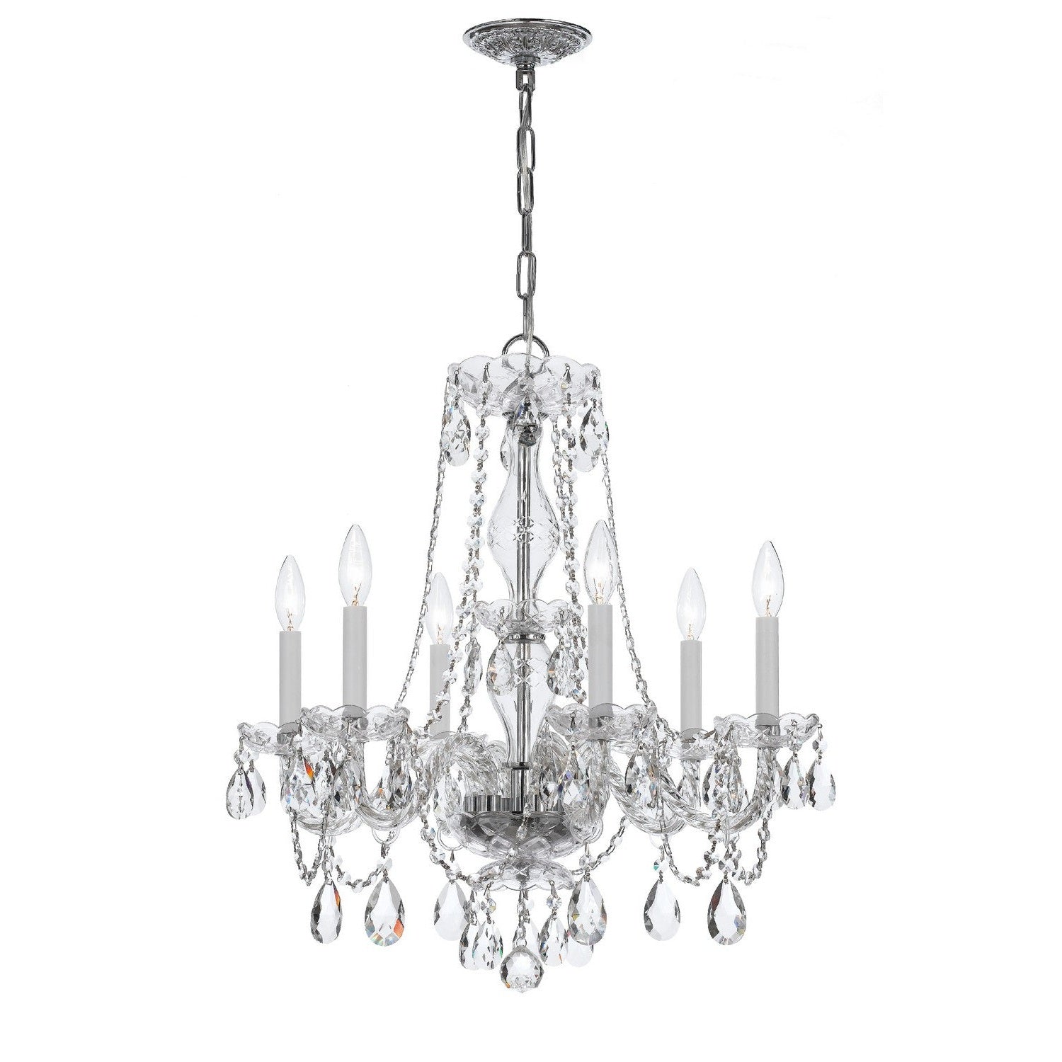 Crystorama - 5086-CH-CL-MWP - Six Light Chandelier - Traditional Crystal - Polished Chrome