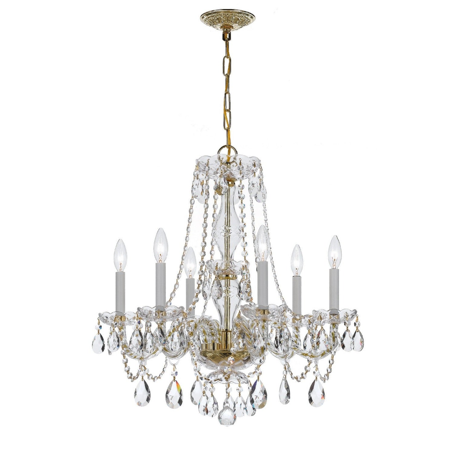 Crystorama - 5086-PB-CL-SAQ - Six Light Chandelier - Traditional Crystal - Polished Brass