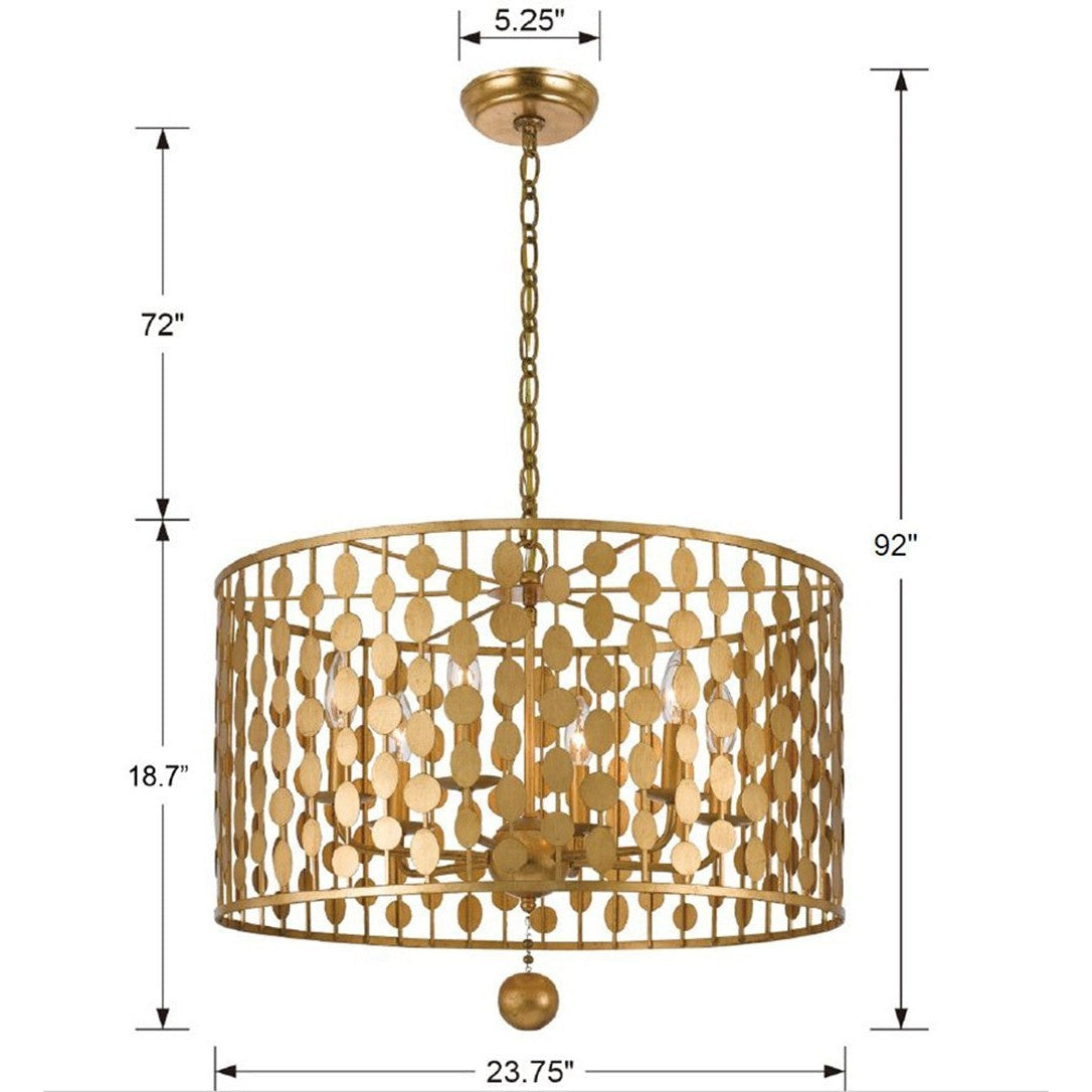 Crystorama - 546-GA - Six Light Chandelier - Layla - Antique Gold