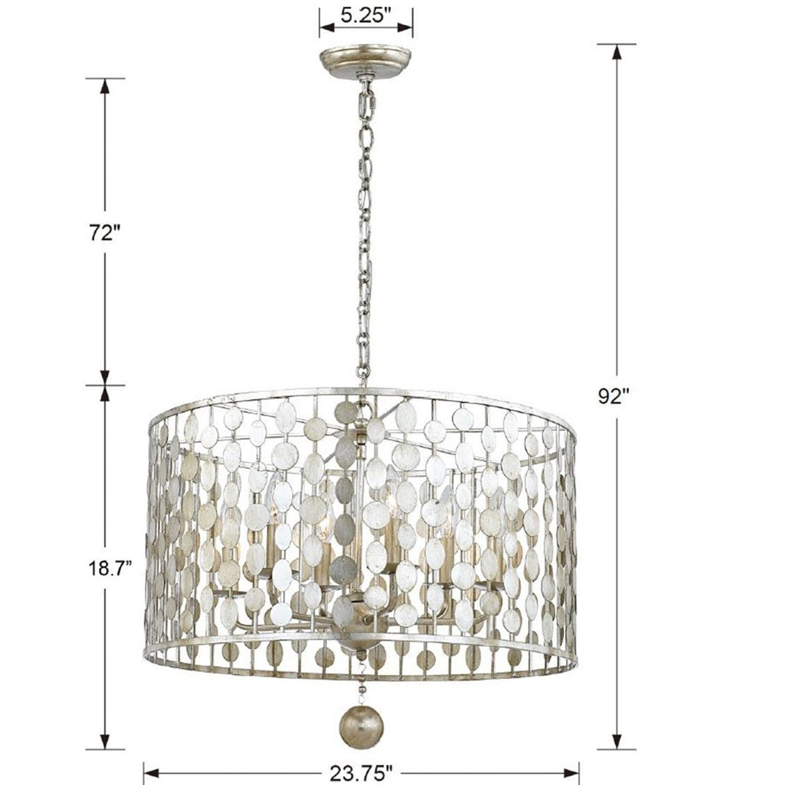 Crystorama - 546-SA - Six Light Chandelier - Layla - Antique Silver