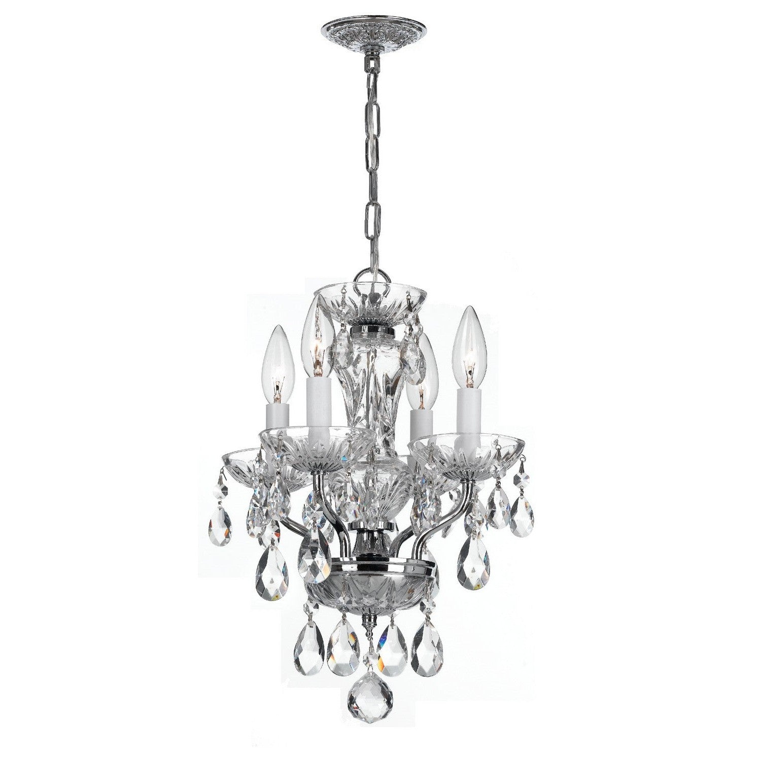 Crystorama - 5534-CH-CL-MWP - Four Light Mini Chandelier - Traditional Crystal - Polished Chrome