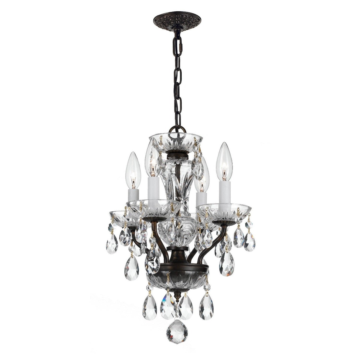 Crystorama - 5534-EB-CL-MWP - Four Light Mini Chandelier - Traditional Crystal - English Bronze