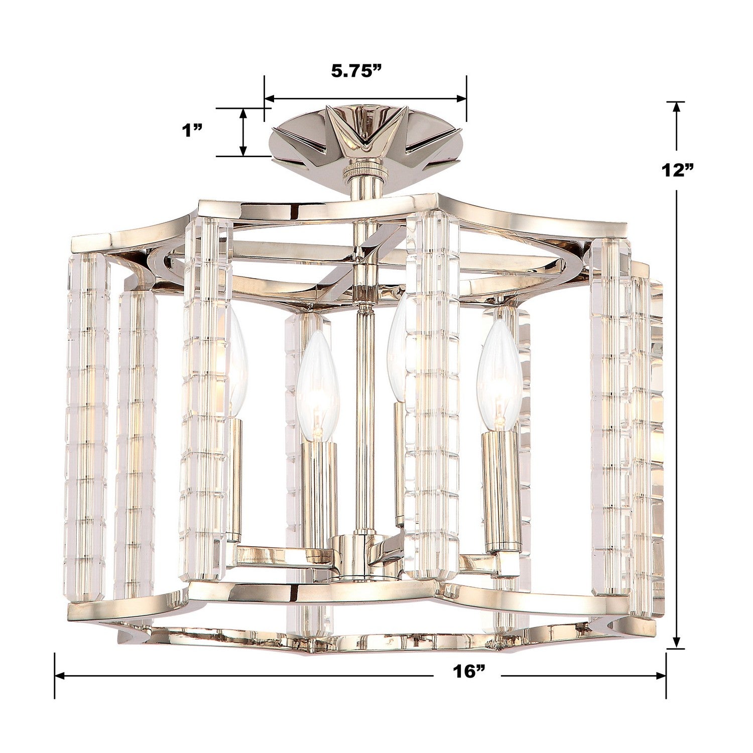 Crystorama - 8854-PN_CEILING - Four Light Semi Flush Mount - Carson - Polished Nickel
