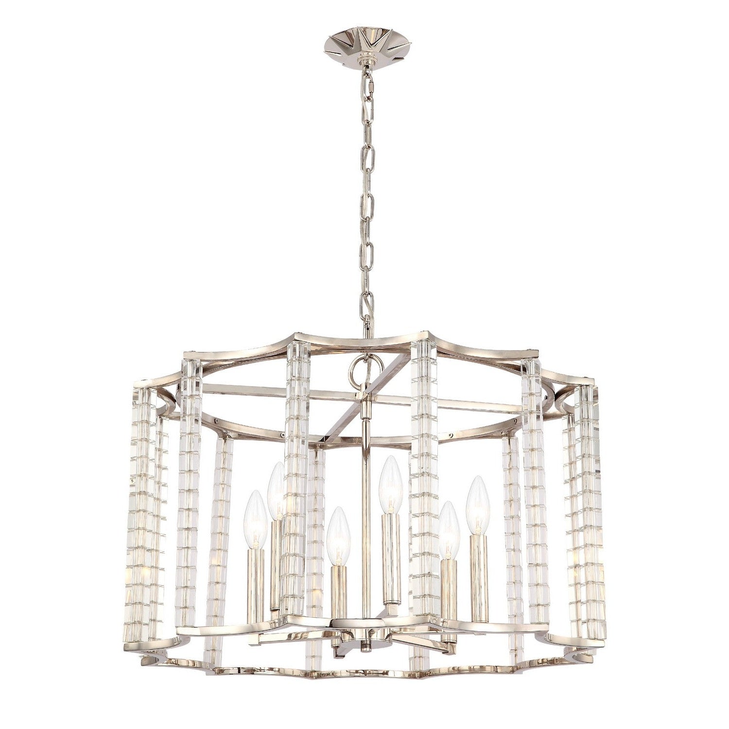 Crystorama - 8856-PN - Six Light Chandelier - Carson - Polished Nickel