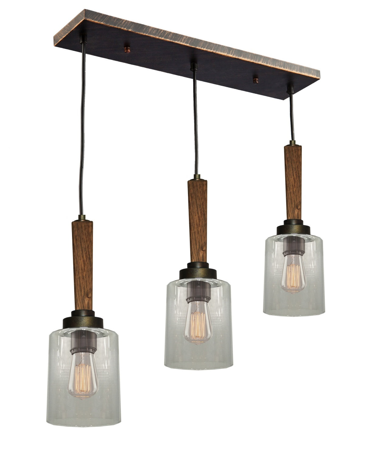 Artcraft - AC10143BB - Three Light Island Pendant - Legno Rustico - Burnished Brass