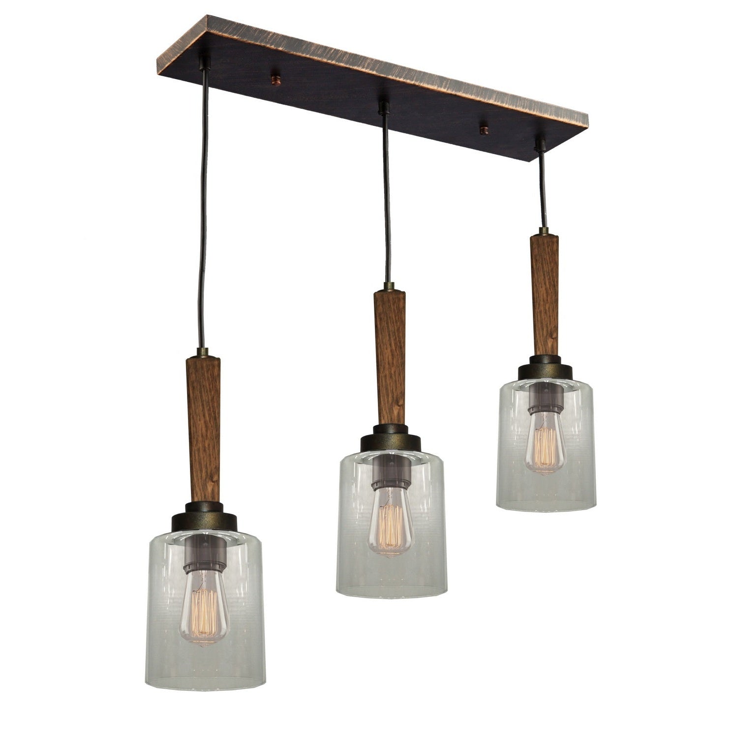 Artcraft - AC10143BB - Three Light Island Pendant - Legno Rustico - Burnished Brass