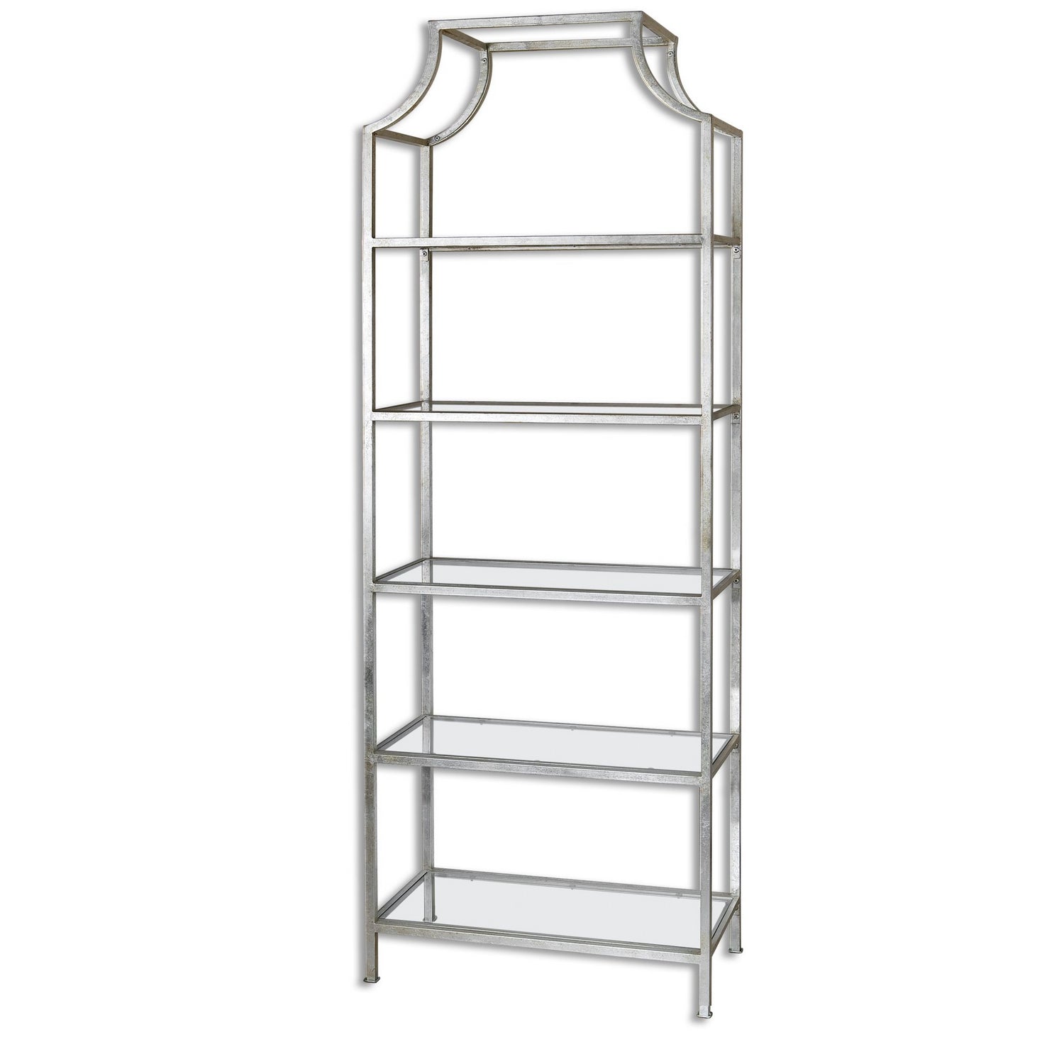 Uttermost - 24514 - Etagere - Aurelie - Silver Leafed Iron w/ Clear